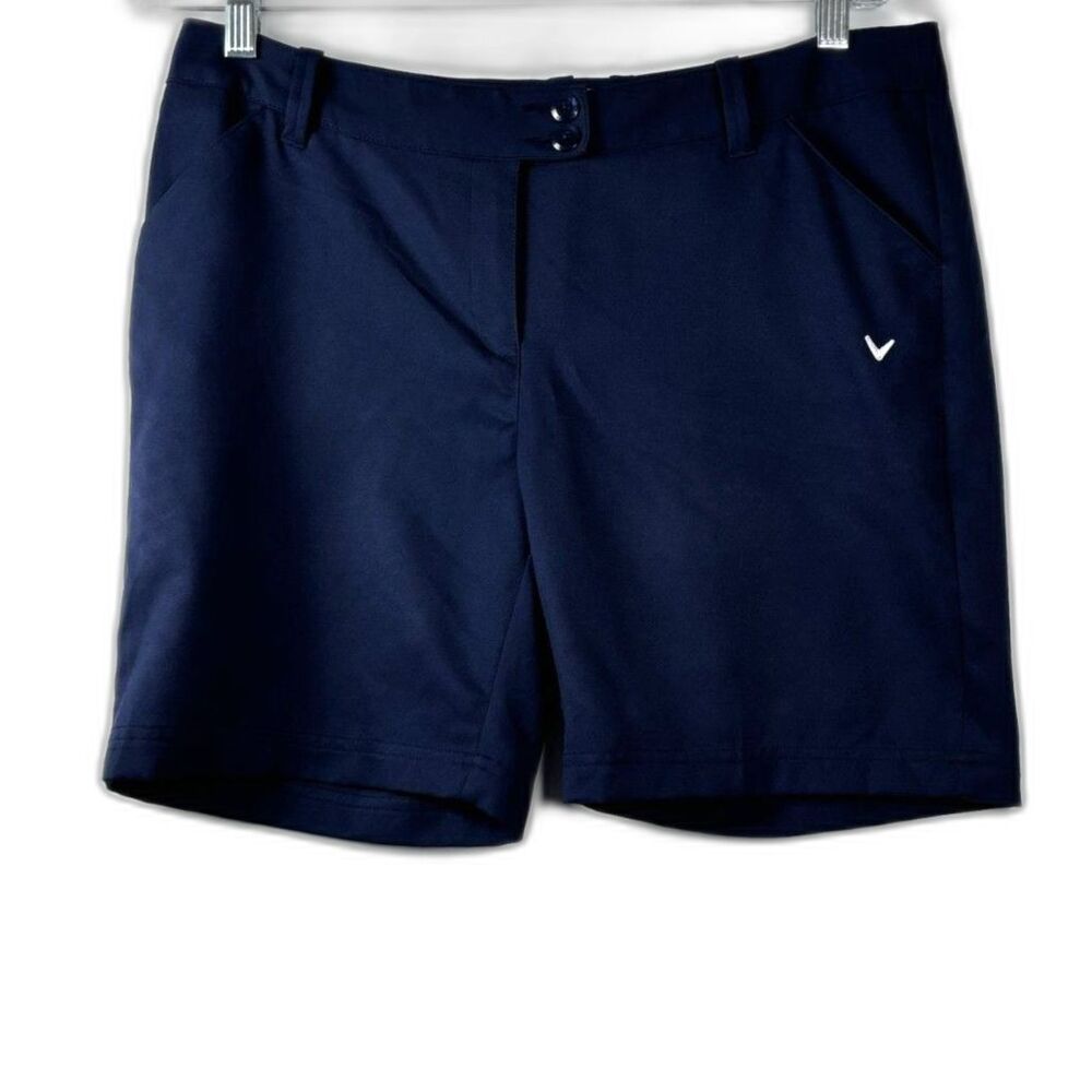 Callaway Navy Blue Golf Shorts 8 Opti-Dri Flat Front Performance Activewear - Picture 2 of 9